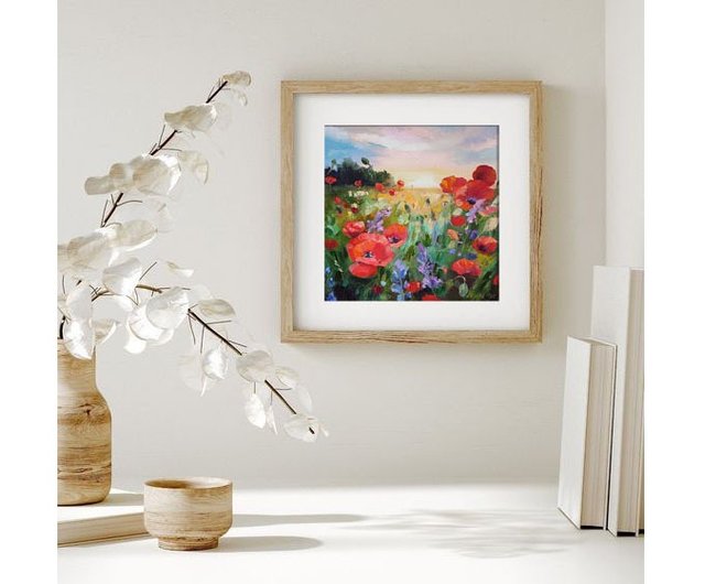 poppy oil キャンバスアート Poppies Oil Painting Poppy Canvas Art Red Flower Artwork