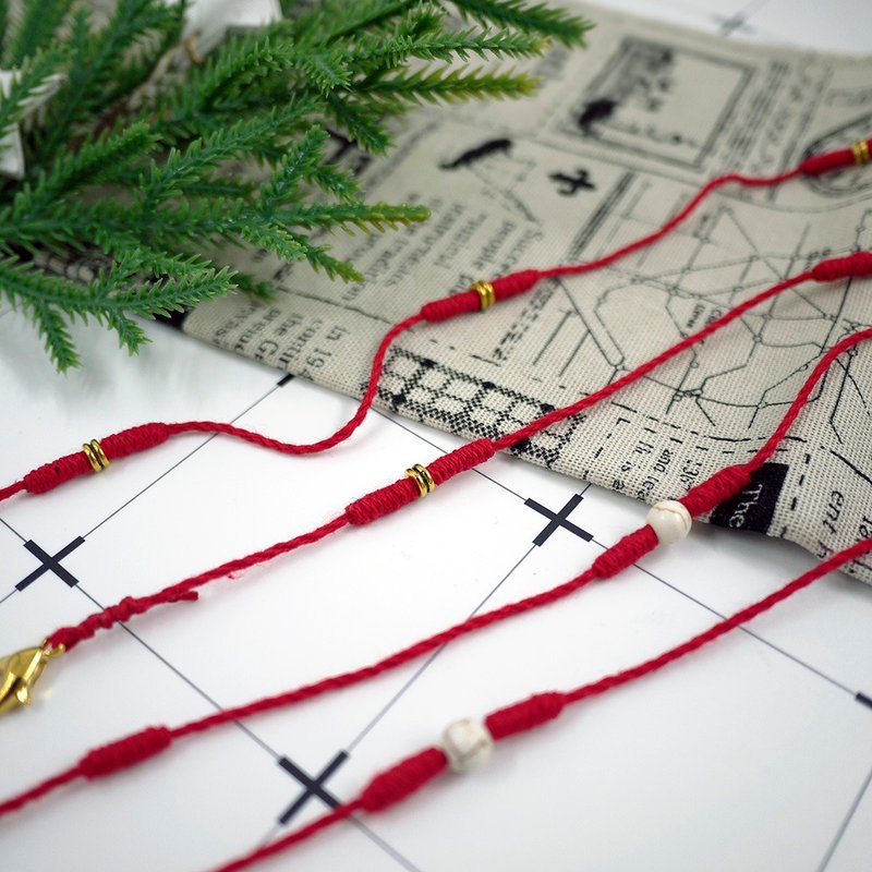 Mask lanyard / Mask chain- Weave Style - Red - Face Masks - Cotton & Hemp Red