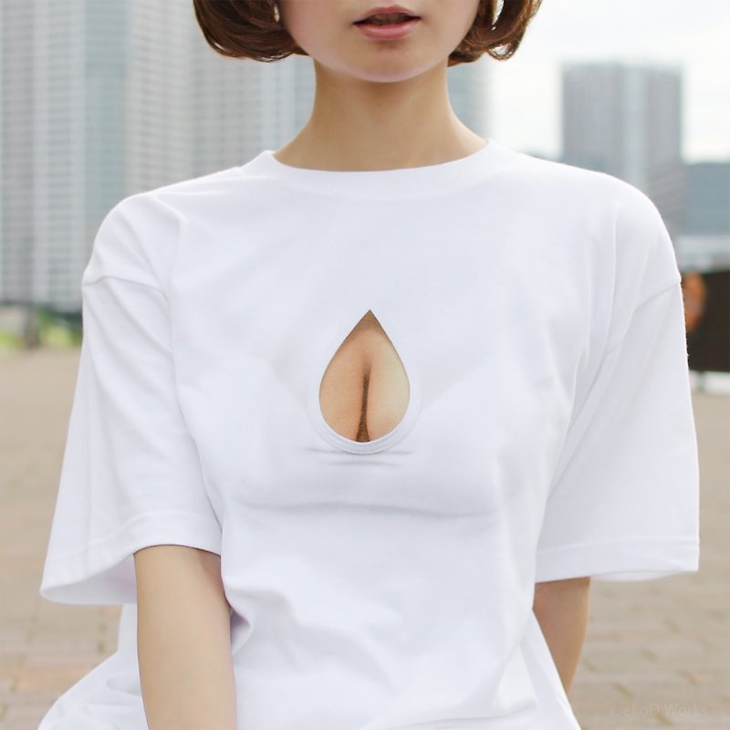 Mousou Drop T-shirt - 中性衛衣/T 恤 - 棉．麻 白色