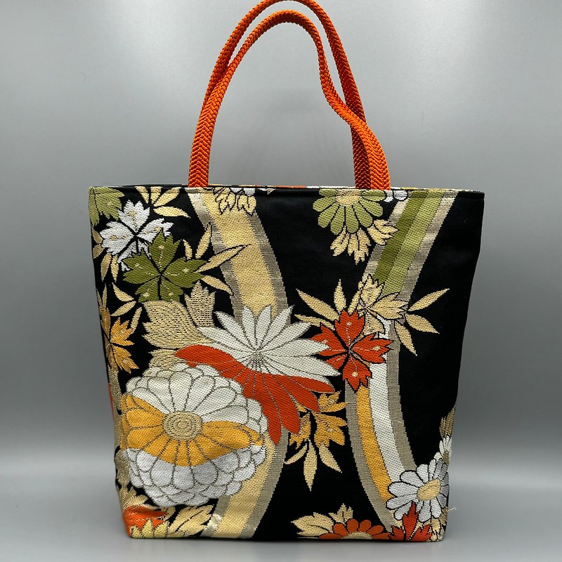 Kimono Obijime Remake Tote bag - Handbags & Totes - Silk Black