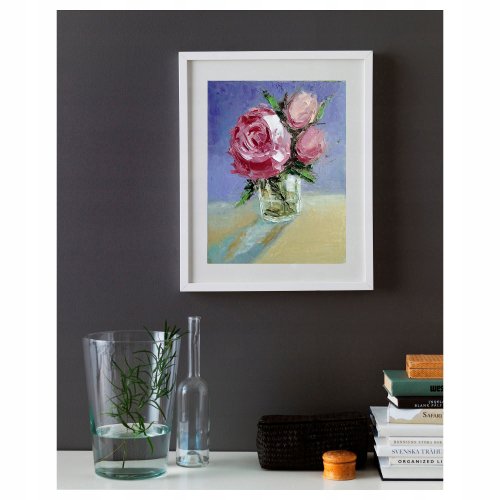 バラの花束オリジナルの油絵、花の壁の芸術、花の絵。手工油畫、油畫原