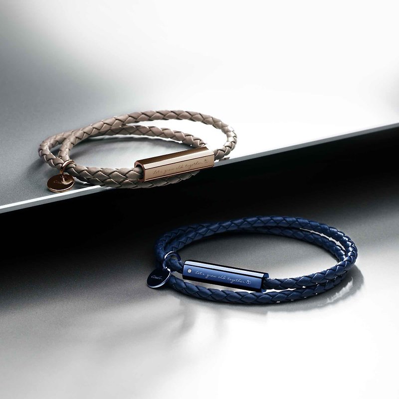 Crudo Leather | Lespace 鈦金屬鑽石手環 - 星空鑽石藍 - 手鍊/手環 - 真皮 藍色