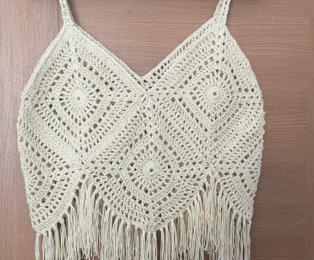 Crochet Granny Square Top, Hippie Festival Fringe Crochet Top - Shop  OgilHandMade Women's Tops - Pinkoi