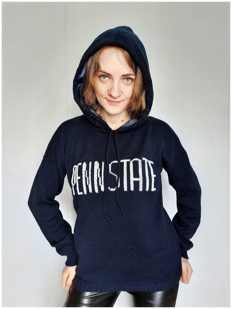 Penn state hoodies knit for women , personalized sweater , penn state gift - 女毛衣/針織衫 - 其他材質 藍色