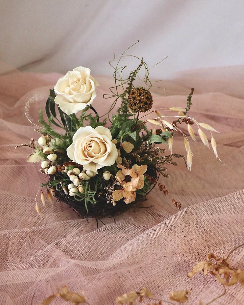 Everlasting dry flower warm heart bird's nest Mother's Day birthday gift warm texture exclusive design - Dried Flowers & Bouquets - Plants & Flowers 