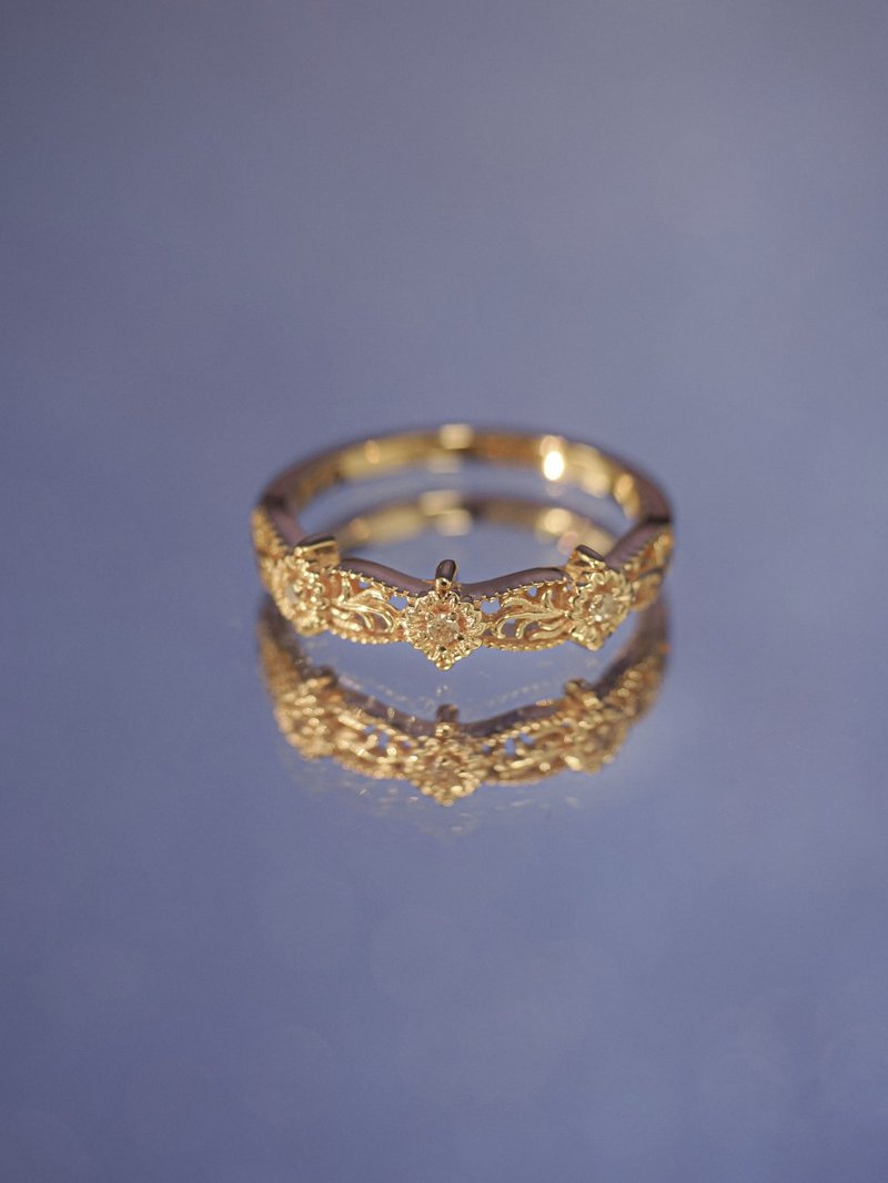 CZ Gold/Silver Flora Ring - Aster - General Rings - Sterling Silver Gold