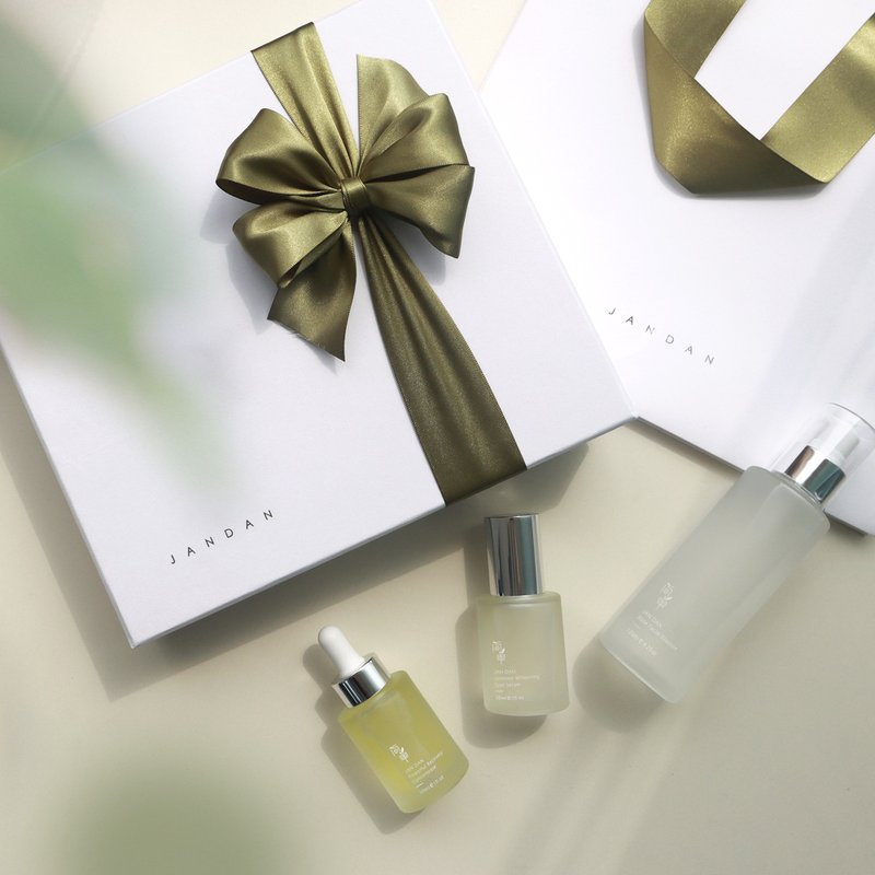 【Pinkoi 獨家】簡單JAN DAN 經典三步驟禮盒 - 精華液/精華油 - 玻璃 白色