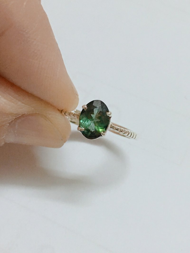 綠色 碧璽 戒指 尼泊爾 手工製 925純銀 - 戒指 - 半寶石 