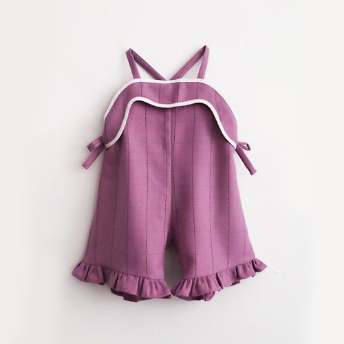 hidari 參觀幼稚園l調節式綁帶連身童褲 紫 S/M/L
