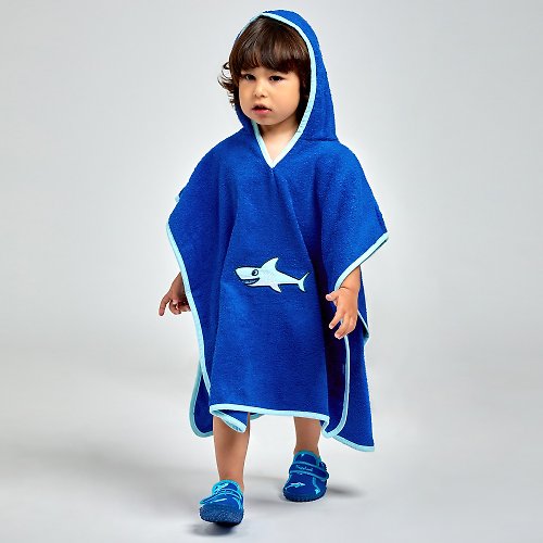 日安朵朵 德國PlayShoes 純棉嬰兒童造型連帽斗篷浴巾/浴袍