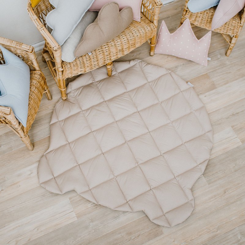 Teddy bear shaped play mat - neutral gender kids room decor - - Rugs & Floor Mats - Cotton & Hemp Brown