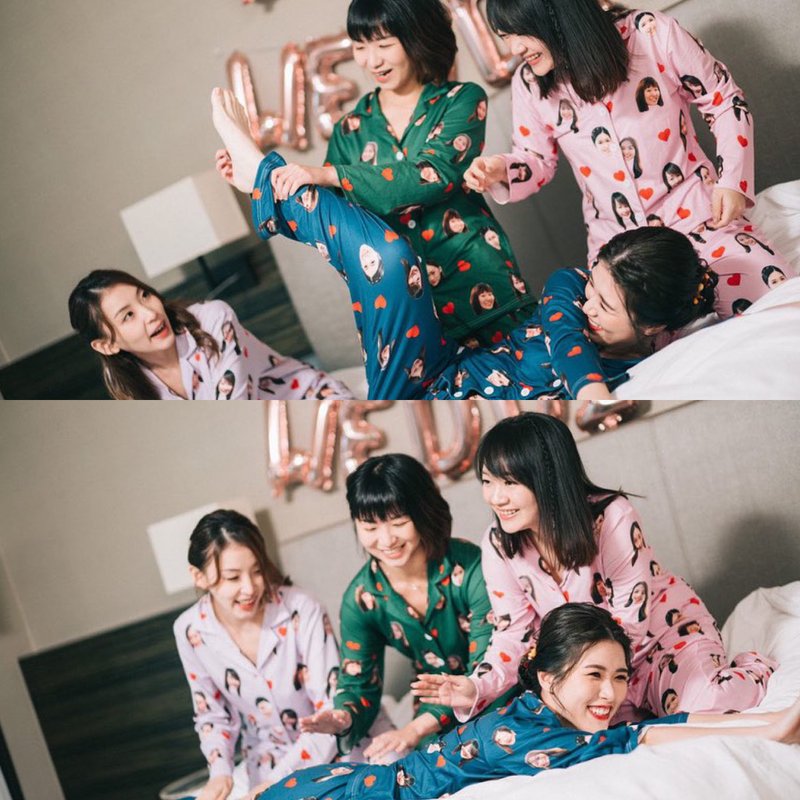 [Sister Gift] 4 sets of discounted Bridal Shower customized avatar pajamas - ชุดนอน/ชุดอยู่บ้าน - ไฟเบอร์อื่นๆ 