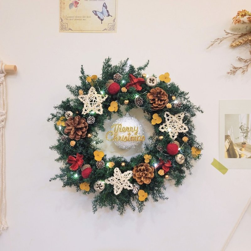 [In stock] Star Garden eternal wreath hanging decoration. Three-stage adjustable light. Comes with packaging. Christmas gift box - ตกแต่งผนัง - พืช/ดอกไม้ 