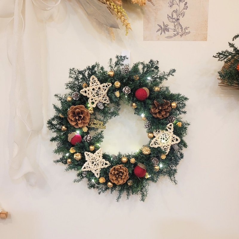 [In stock] Star Garden eternal wreath hanging decoration. Three-stage adjustable light. Comes with packaging. Christmas gift box - Wall Décor - Plants & Flowers 