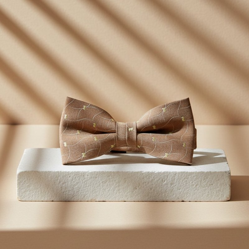 Golden Apricot Khaki Bow Tie - Bow Ties & Ascots - Other Man-Made Fibers Khaki