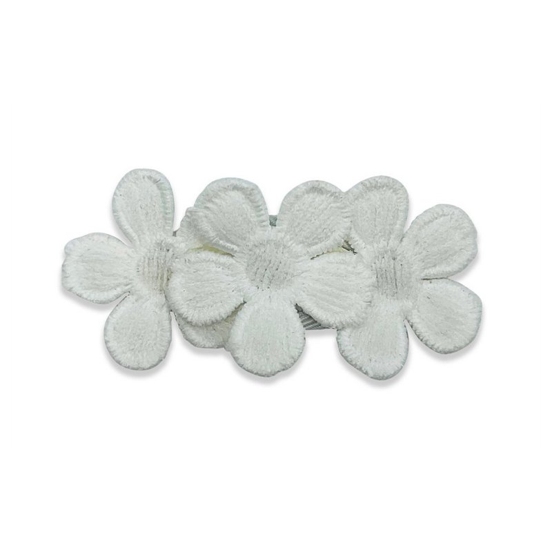 Australian Josie Joan's embroidered lace hairpin-Zinnia - เครื่องประดับผม - ผ้าฝ้าย/ผ้าลินิน ขาว