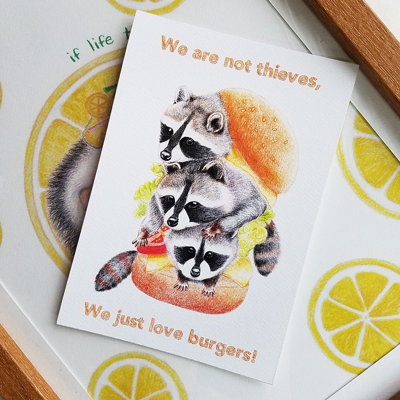 Postcard - Three Little Raccoon Brothers - การ์ด/โปสการ์ด - กระดาษ สีส้ม