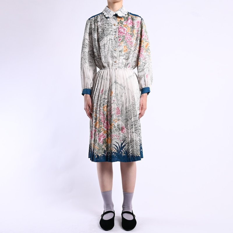 Vintage dress / Vintage 復古洋裝 - ชุดเดรส - ผ้าฝ้าย/ผ้าลินิน ขาว