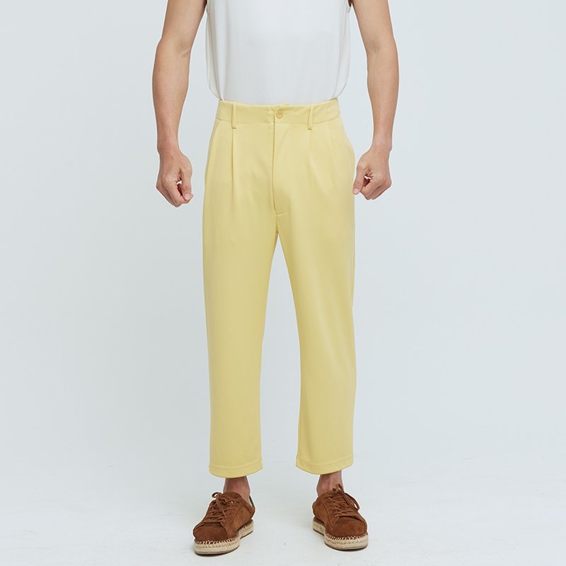 COZEE - プリーツリラックスアンクルパンツ（メンズ） - キンギョソウイエロー - パンツ メンズ - ポリエステル イエロー