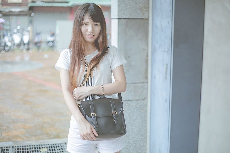 Taiwan Original / CLM Vegan Leather / Stitching Bag - Smoked Gray Black - Backpacks - Faux Leather Black