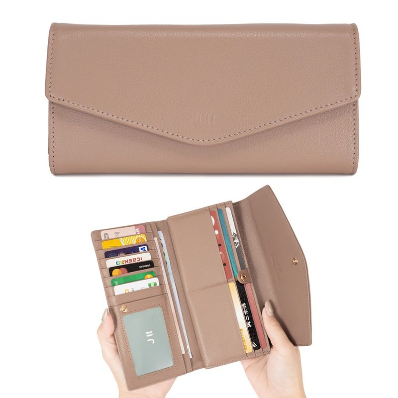 Long clip-soft cowhide envelope 3 fold long clip-5902-15-multi-color optional - กระเป๋าสตางค์ - หนังแท้ สึชมพู