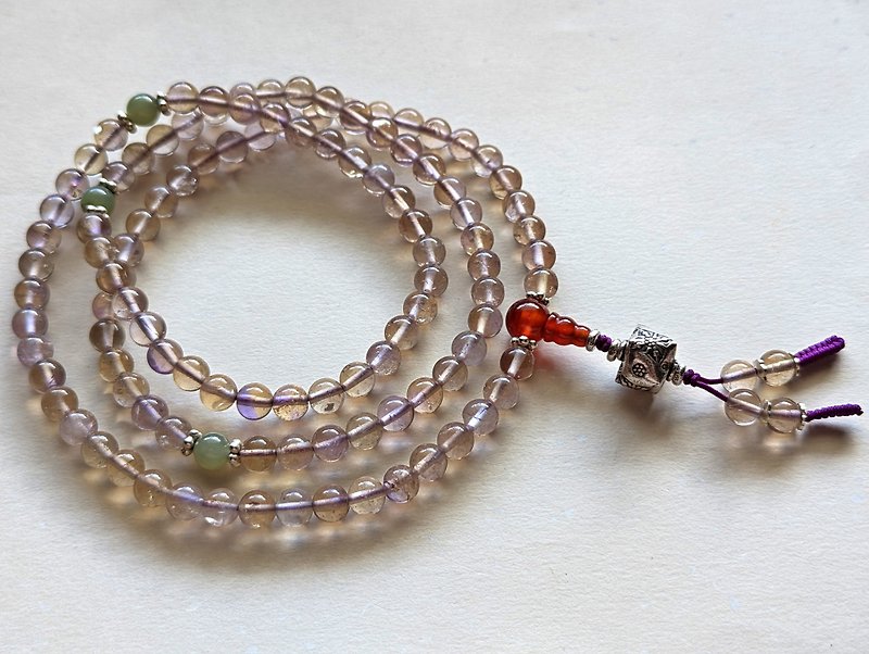 ORLI Jewelry Natural Amethyst 108 Rosary Beads 925 Sterling Silver Crystal 108 Buddha Beads - สร้อยคอ - คริสตัล สีม่วง
