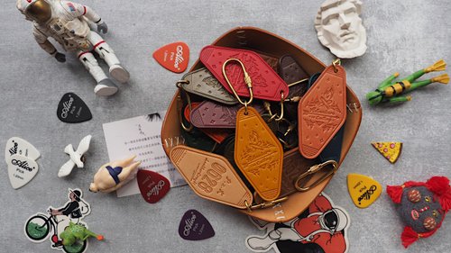 アメリカンレトロピュアハンドメイド牛革モーテルキーチェーンキータグ