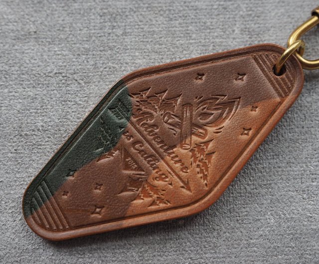 Western Retro Genuine Leather Key Chain Pine Stone Cowhide Pendant Car Key Chain Backpack Pendant The Same for Men and Women,Bag Accessories,Temu