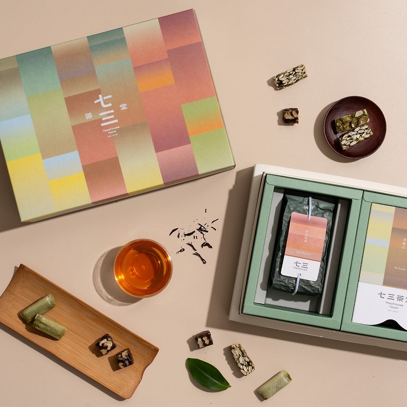 Qisan Tea Hall Classic Tea Gift Box丨Premium Original Leaves + Tea Snacks [With Carrying Bag] - Tea - Paper Multicolor