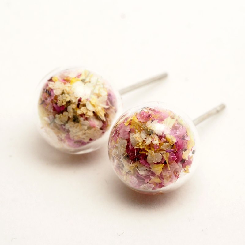 OMYWAY Handmade Dried Flower - Glass Globe - Earrings - Earrings & Clip-ons - Glass Multicolor