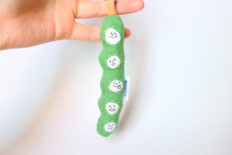 Green peas　Key chain  Strap - ที่ห้อยกุญแจ - ผ้าฝ้าย/ผ้าลินิน สีเขียว