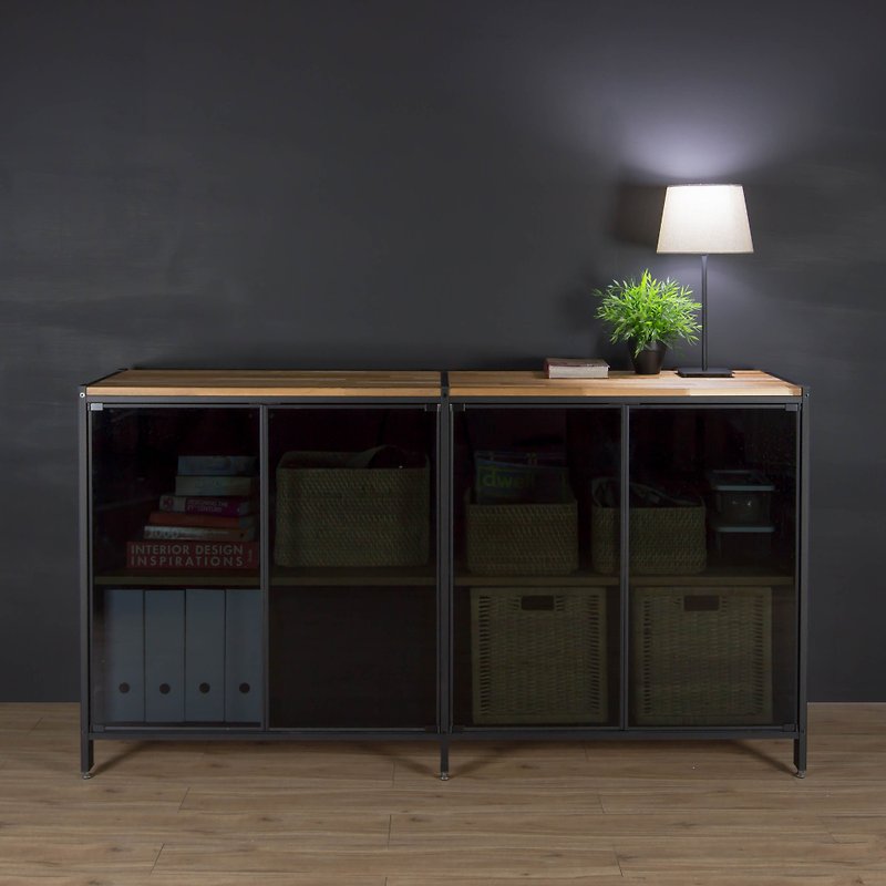 Creesor-Shido 40 Industrial Style Entrance Cabinet Dining Cabinet Storage Cabinet - ชั้นวางหนังสือ - โลหะ สีดำ
