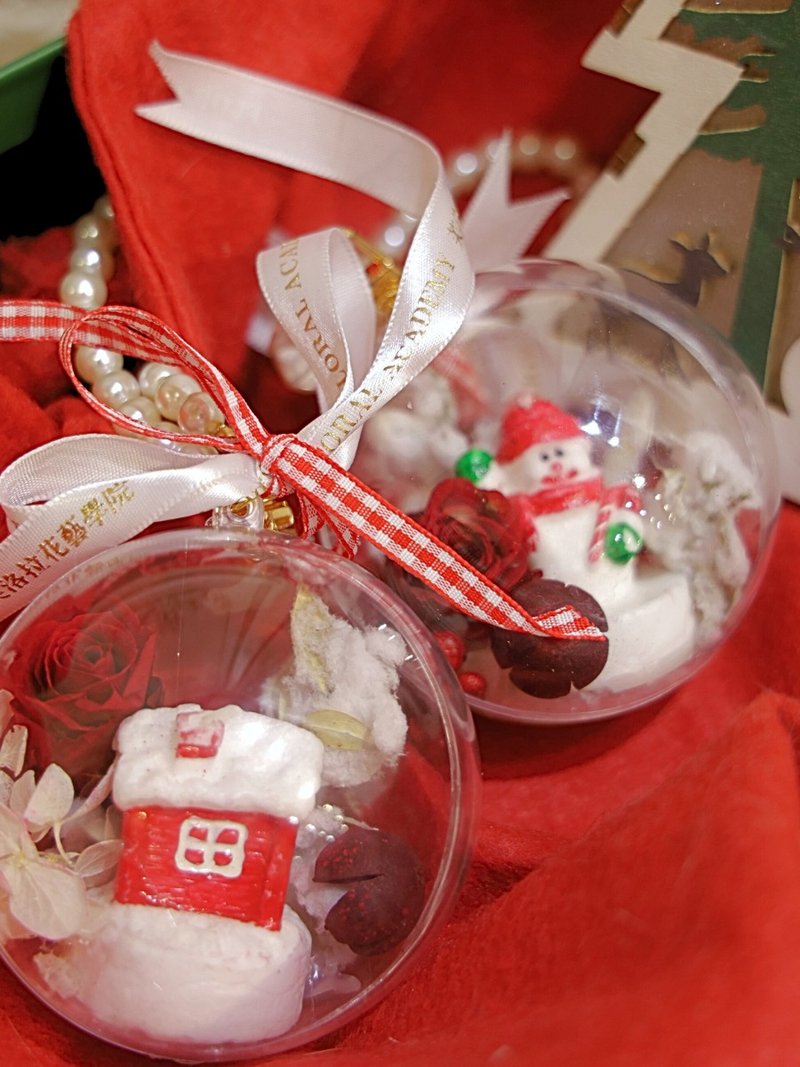 聖誕節吊飾 永生花鑰匙圈 交換禮物 - 吊飾 - 植物．花 紅色