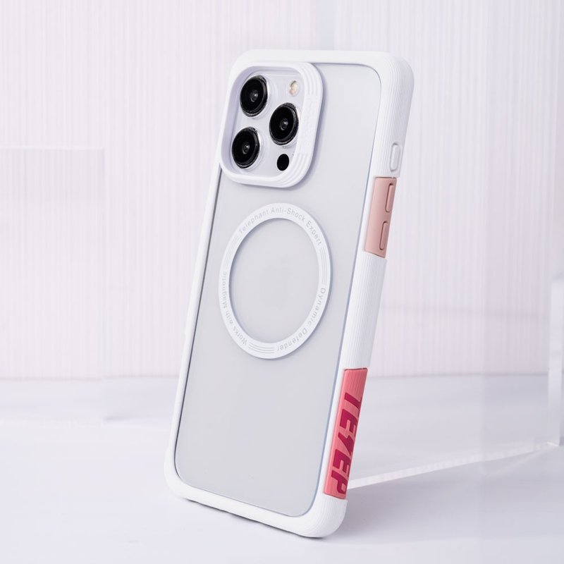 Free branded lanyard iPhone 15 series EPI water ripple anti-fouling and anti-fall phone case-White Rose - Phone Cases - Plastic Pink