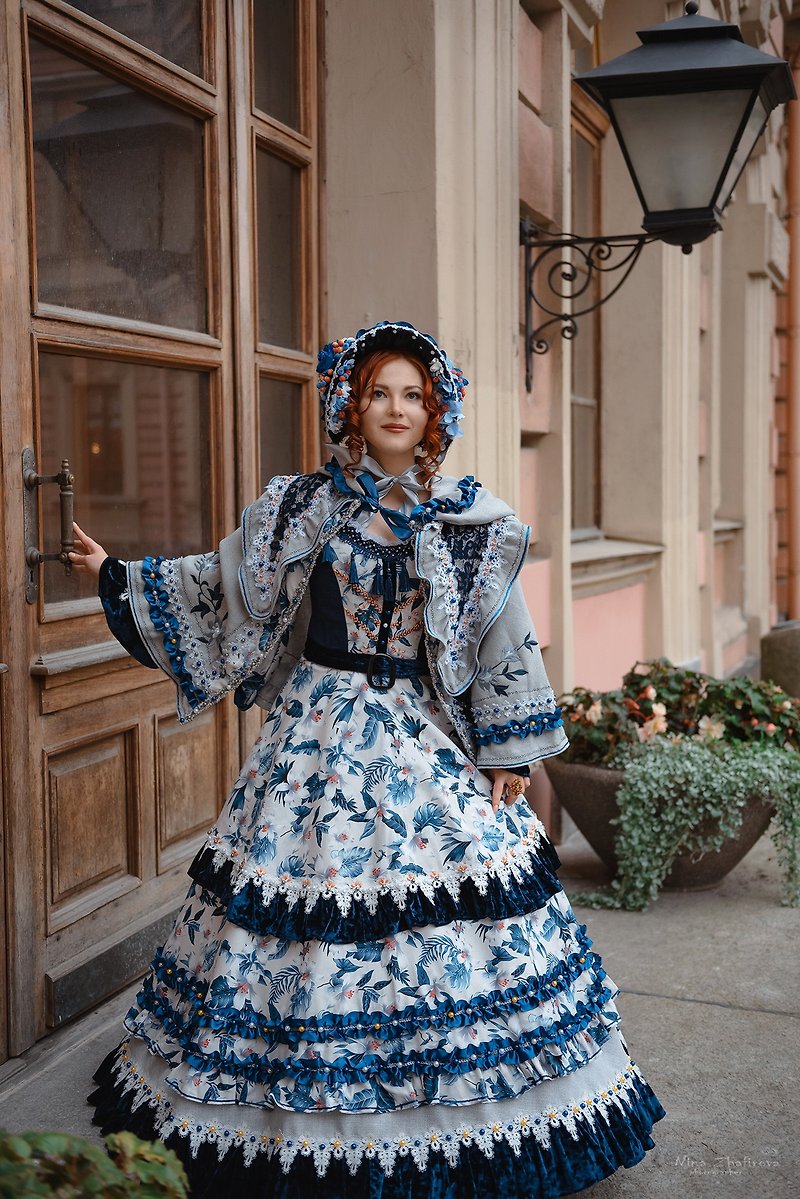 Costume PETERSBURG (dress +cape + bonnet) - 其他 - 其他材質 藍色