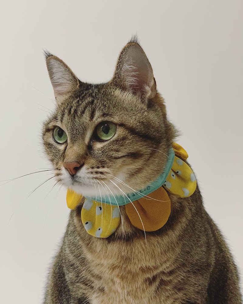 拼花一朵花領巾 -【 必須有的技能 】 - 貓狗頸圈/牽繩 - 棉．麻 黃色
