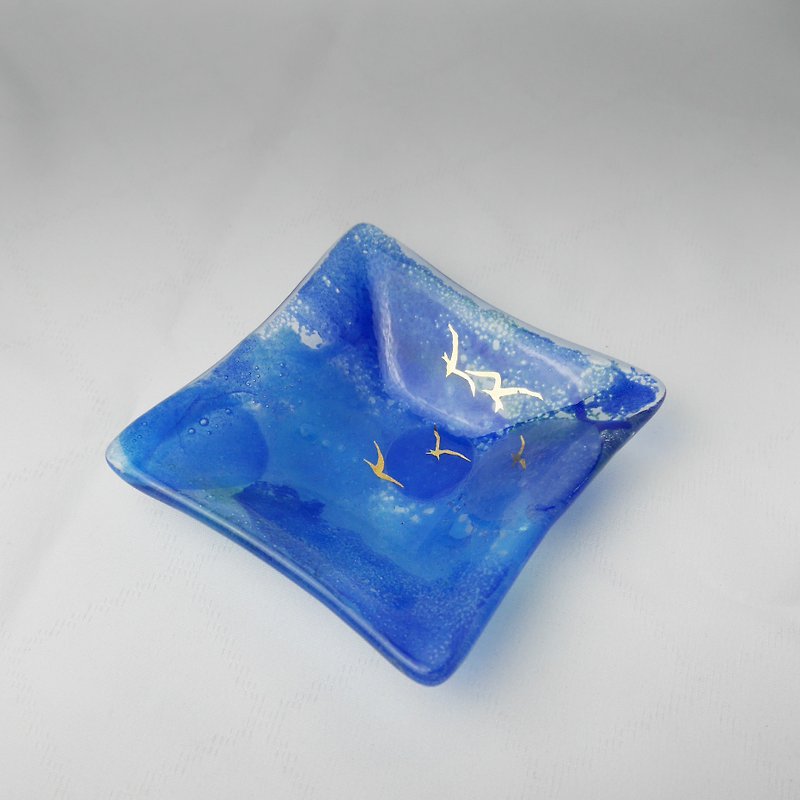 glass tableware little dish - จานเล็ก - แก้ว สีน้ำเงิน