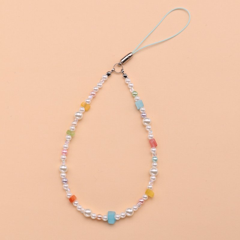 Beaded stone mobile phone chain - เชือก/สายคล้อง - ไข่มุก หลากหลายสี