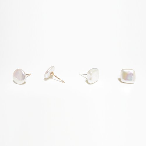 sdori 扁形淡水珍珠純銀耳環 (銀/玫瑰金/18k金) | 珍珠系列