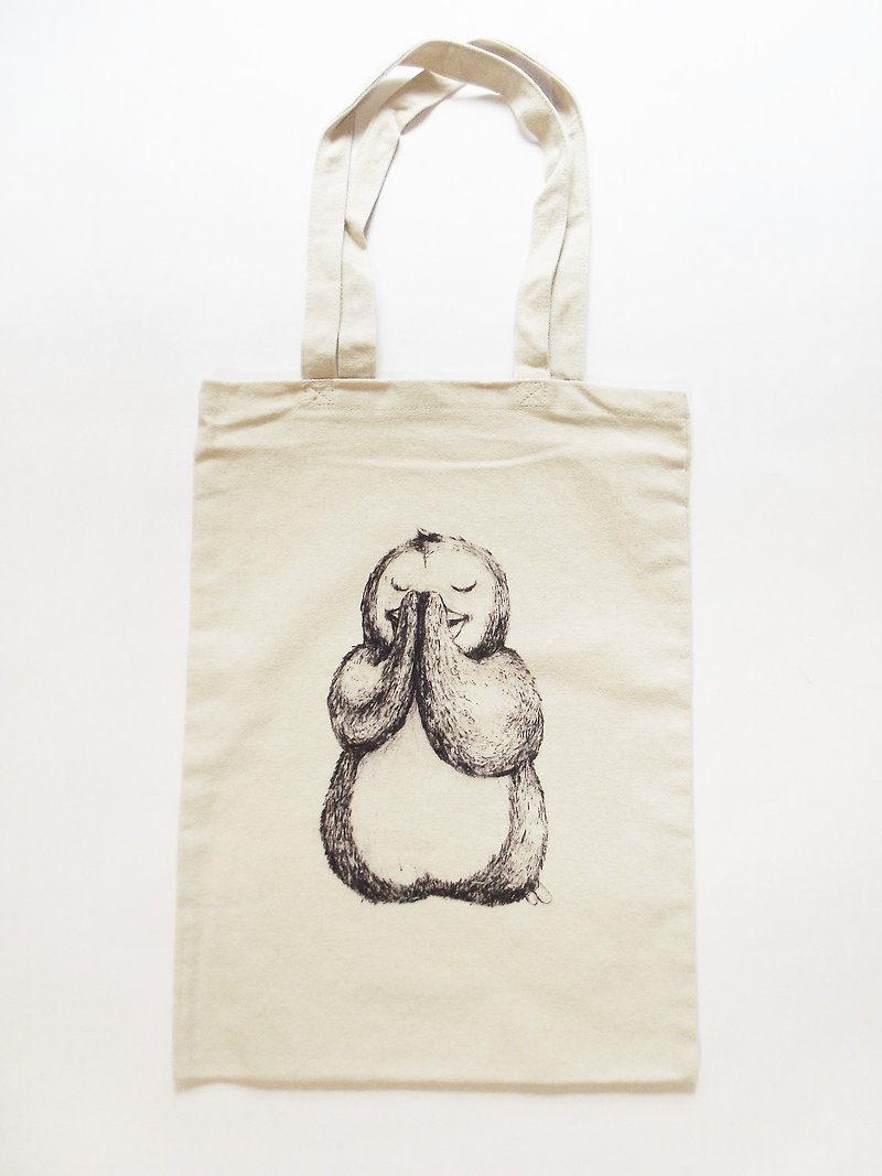 Penguin's prayer-environmental protection bag - Messenger Bags & Sling Bags - Cotton & Hemp White