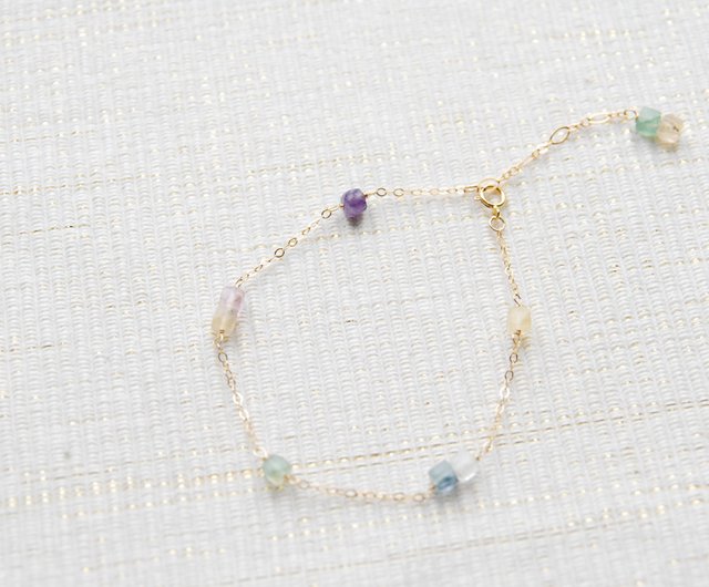 キューブカットフローライトのカラフルなブレスレット14kgf