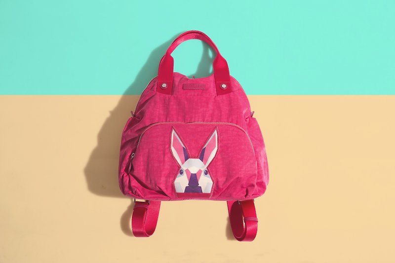 Khieng Atelier Diamond Rabbit Diamond Rabbit Shell Backpack - Love Powder - กระเป๋าเป้สะพายหลัง - ไนลอน 