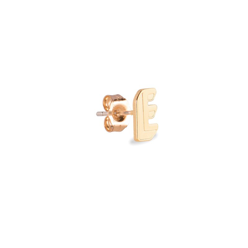 英文字母耳環 E -純銀鍍金耳環 (單只) - 耳環/耳夾 - 純銀 金色