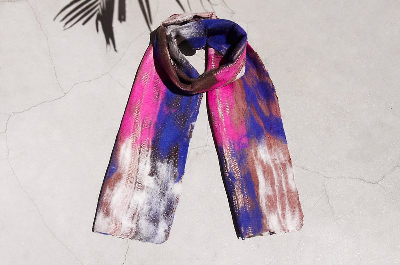 水彩画の描画色 - 七夕には、湿ったマット/水彩画の芸術スカーフ/ウールスカーフ勾配に敏感な層限定版手フェルト状のウールのスカーフ/スカーフを提示します - スカーフ - ウール 多色