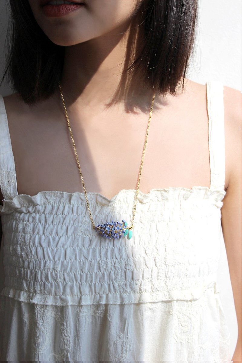 Lilac Necklace, Flower Necklace, Original Designs. - สร้อยคอ - โลหะ สีม่วง