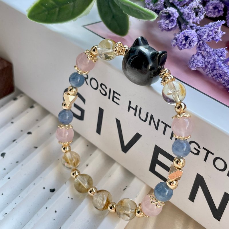 Crystal bracelet design Stone cat style to ward off evil spirits 14K gold-filled crystal bracelet gift for good luck - Bracelets - Crystal Multicolor