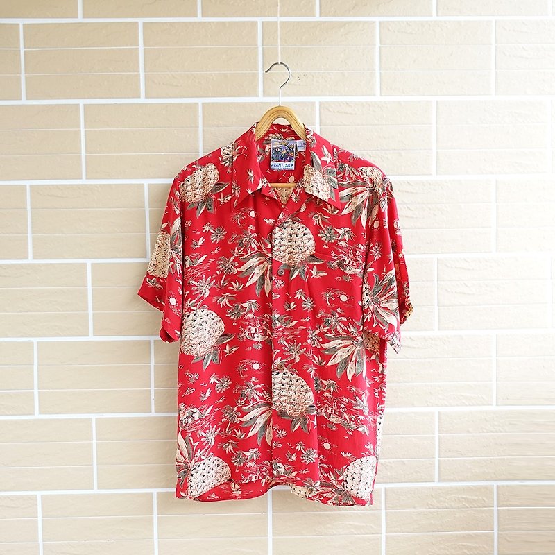 │Slowly │ Hawaii. Pineapple - Ancient Shirt │ vintage. Retro - เสื้อเชิ้ตผู้ชาย - วัสดุอื่นๆ หลากหลายสี
