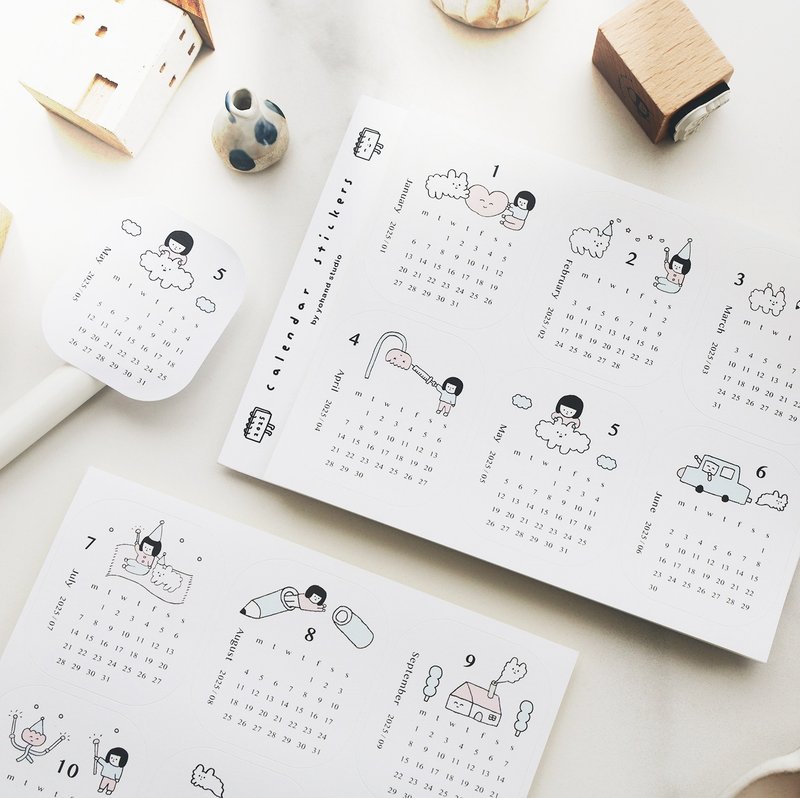 2025 Calendar Stickers - สติกเกอร์ - กระดาษ ขาว