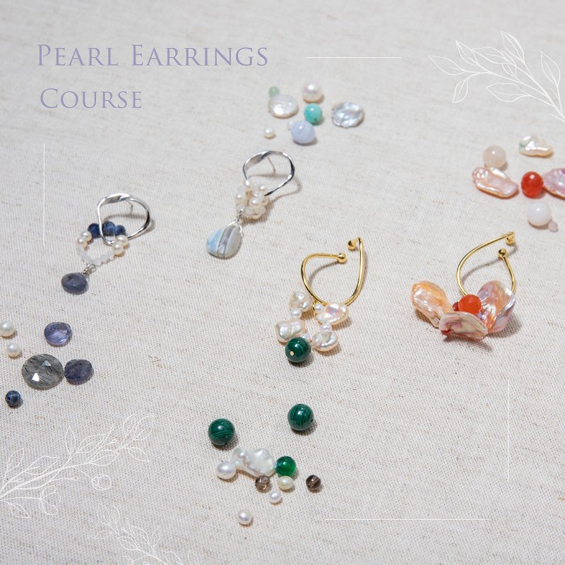 [Experience course] Handmade making of natural Gemstone earrings in a small class for four people - Metalsmithing/Accessories - Gemstone 