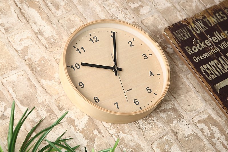 KATOMOKU plywood clock ナチュラル シナ文字盤 km-34M  掛け時計 連続秒針 日本製 - 時計 - 木製 